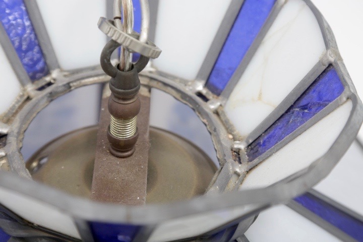 Blue and White Hanging Lamp with Blue Willow Accents