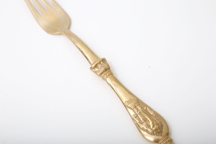 Brass Tone Elephant Embossed Flatware