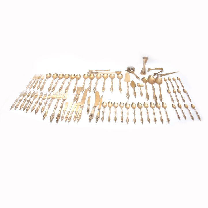 Brass Tone Elephant Embossed Flatware