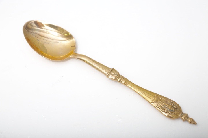 Brass Tone Elephant Embossed Flatware