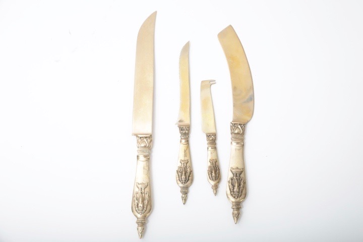 Brass Tone Elephant Embossed Flatware
