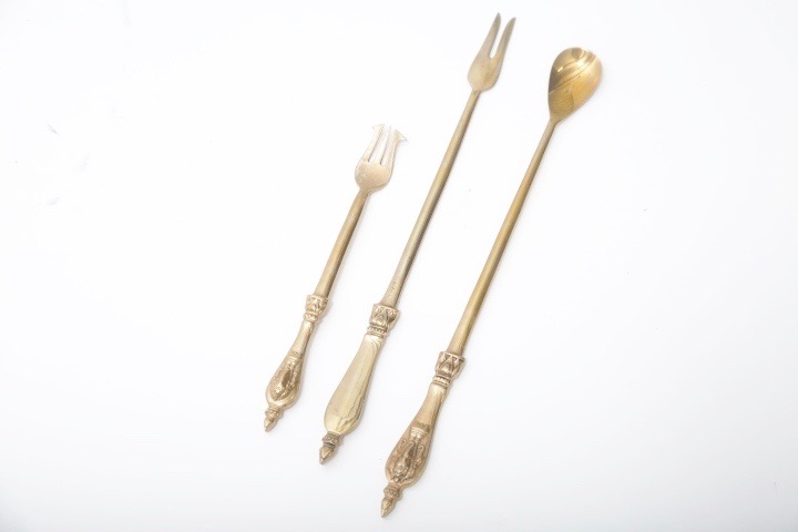 Brass Tone Elephant Embossed Flatware