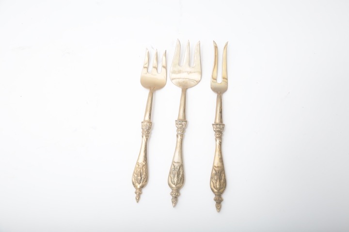Brass Tone Elephant Embossed Flatware