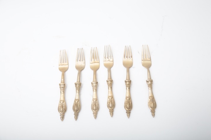 Brass Tone Elephant Embossed Flatware