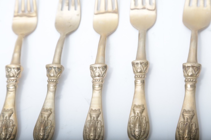 Brass Tone Elephant Embossed Flatware