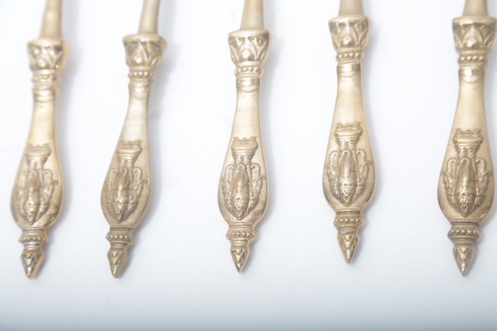 Brass Tone Elephant Embossed Flatware