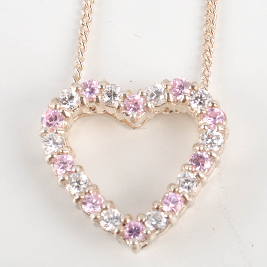 Two Sterling Silver and Cubic Zirconia Necklaces, One With Matching Earrings