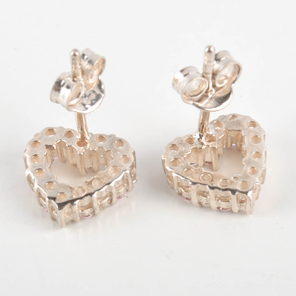 Two Sterling Silver and Cubic Zirconia Necklaces, One With Matching Earrings