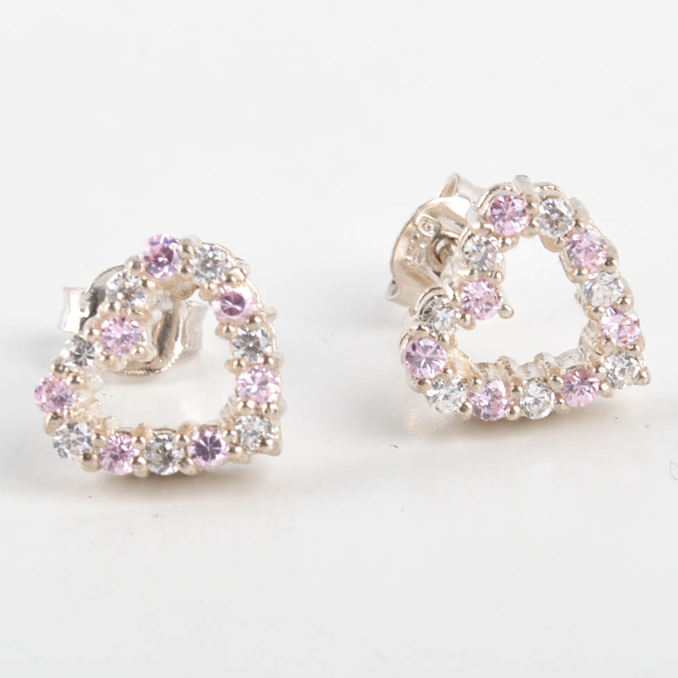 Two Sterling Silver and Cubic Zirconia Necklaces, One With Matching Earrings