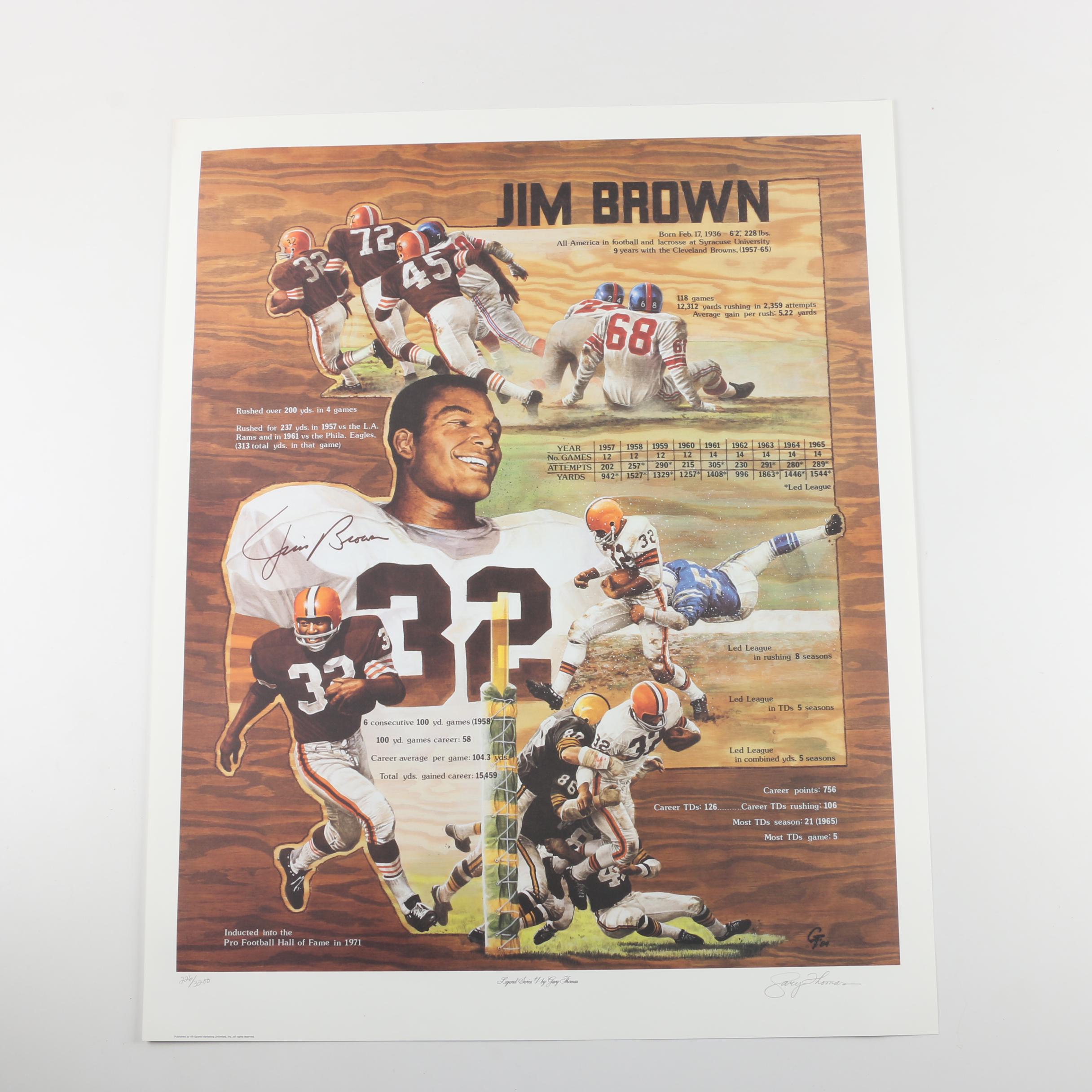 Jim Brown Autographed Gary Thomas Limited Edition Offset Lithograph "Legend Series #1"