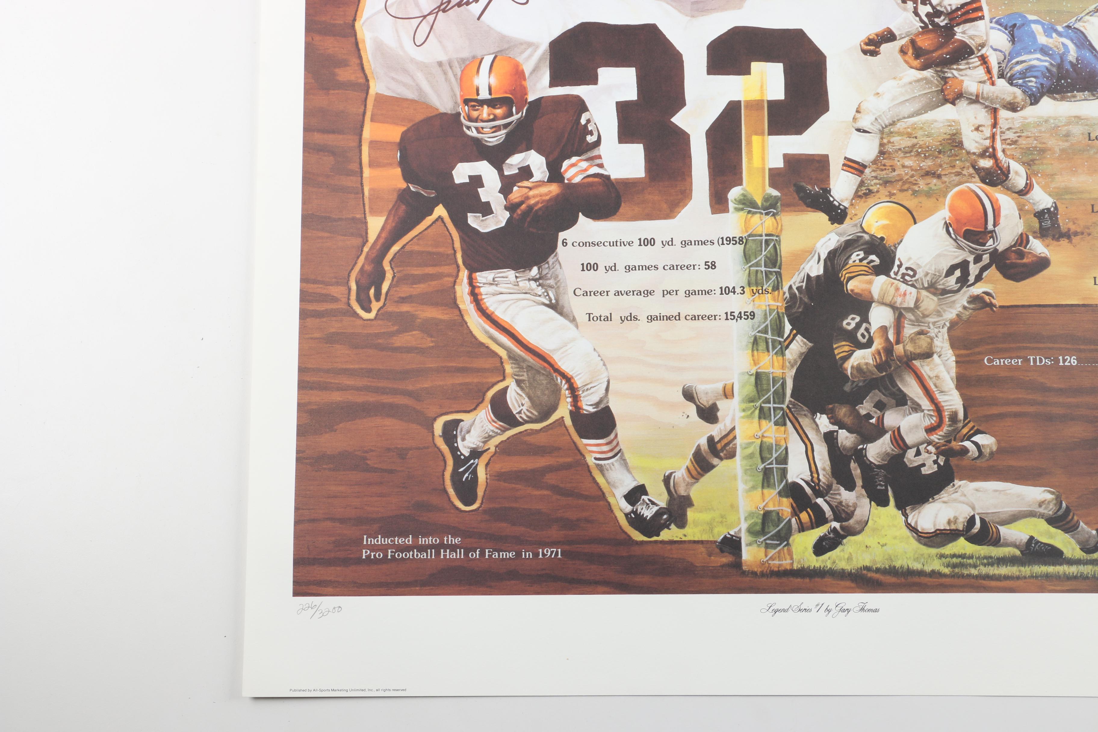 Jim Brown Autographed Gary Thomas Limited Edition Offset Lithograph "Legend Series #1"