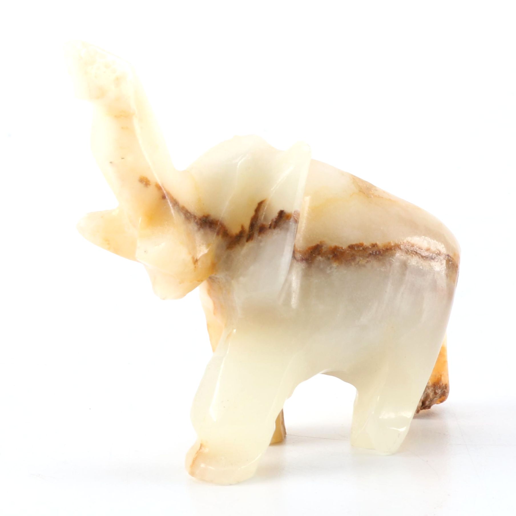 Carved White Onyx Elephant Figurine