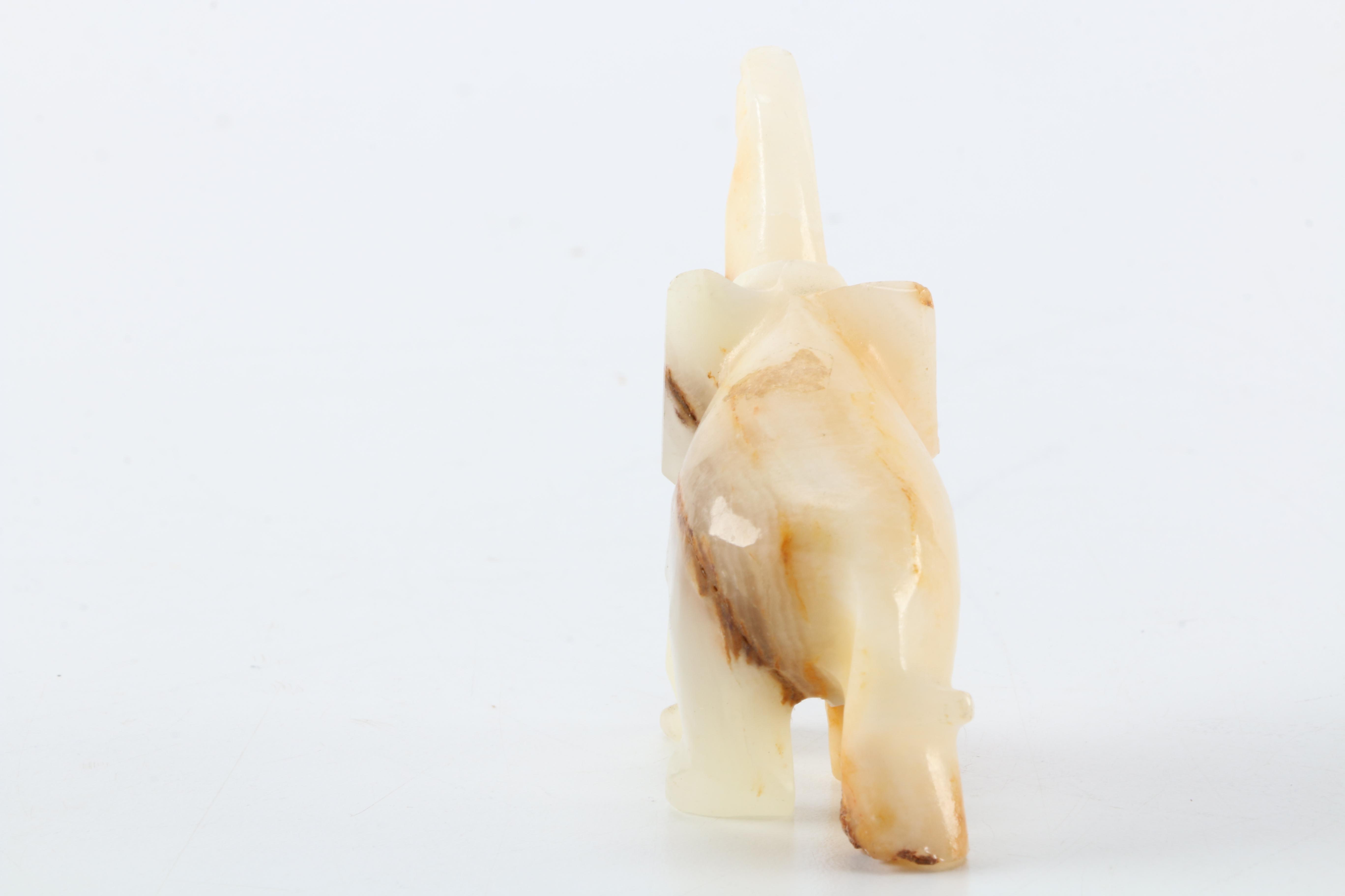 Carved White Onyx Elephant Figurine