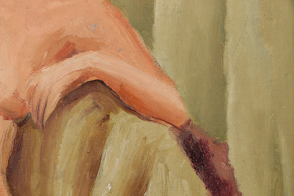 Edgar Yaeger Oil Painting on Canvas Portrait of a Seated Nude