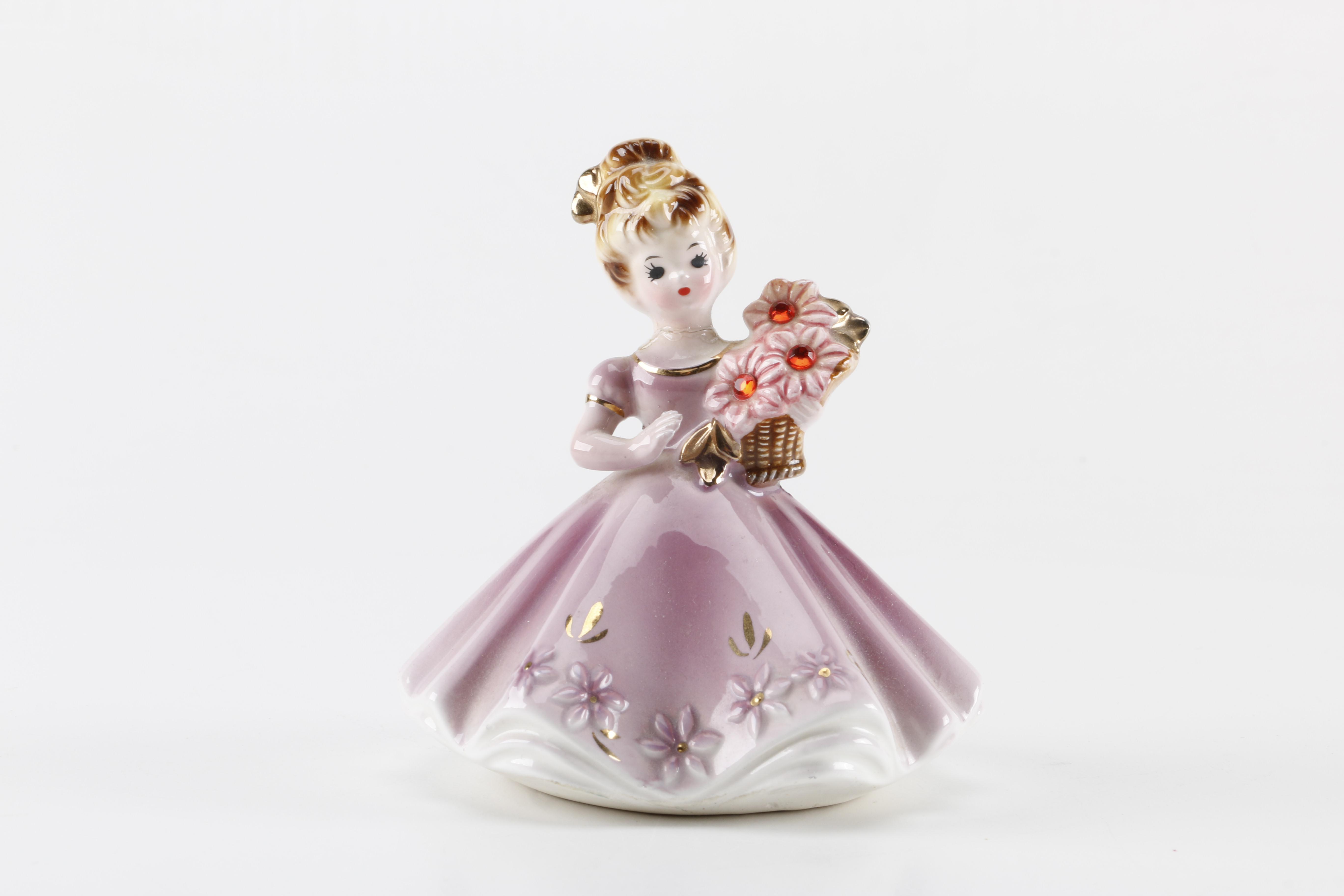 Circa 1960s Josef Originals Porcelain Birthstone Figurines