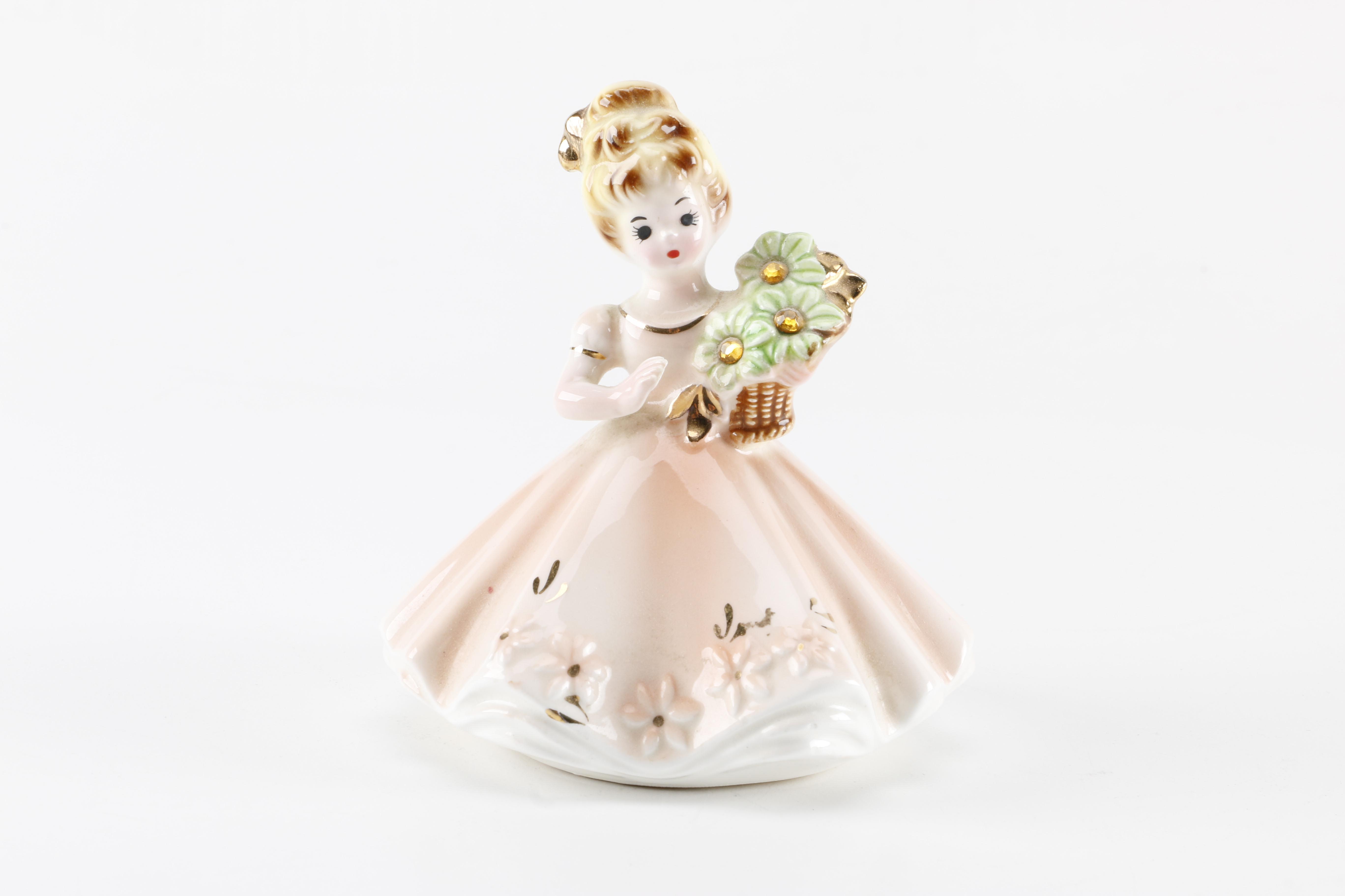Circa 1960s Josef Originals Porcelain Birthstone Figurines