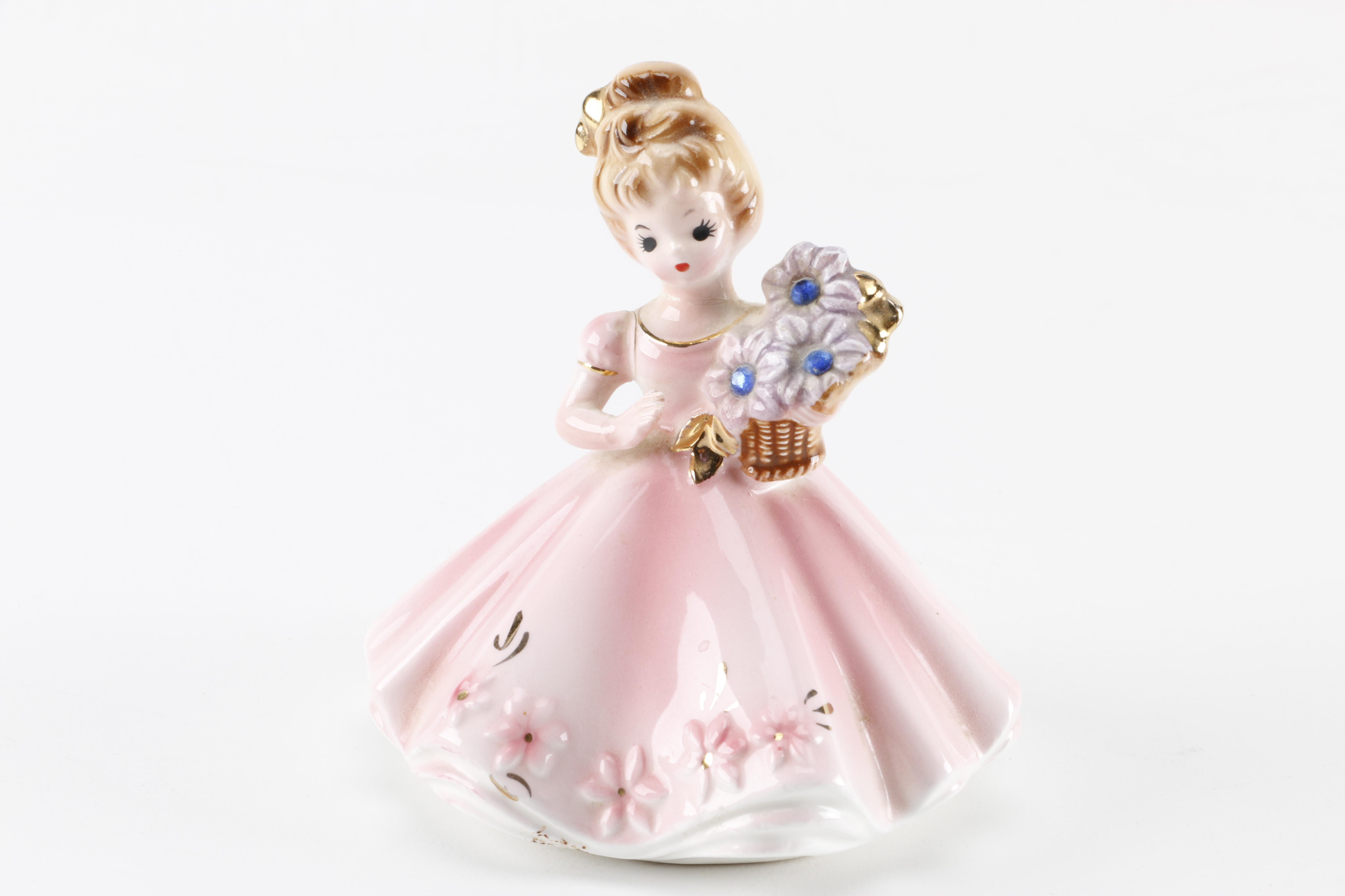 Circa 1960s Josef Originals Porcelain Birthstone Figurines