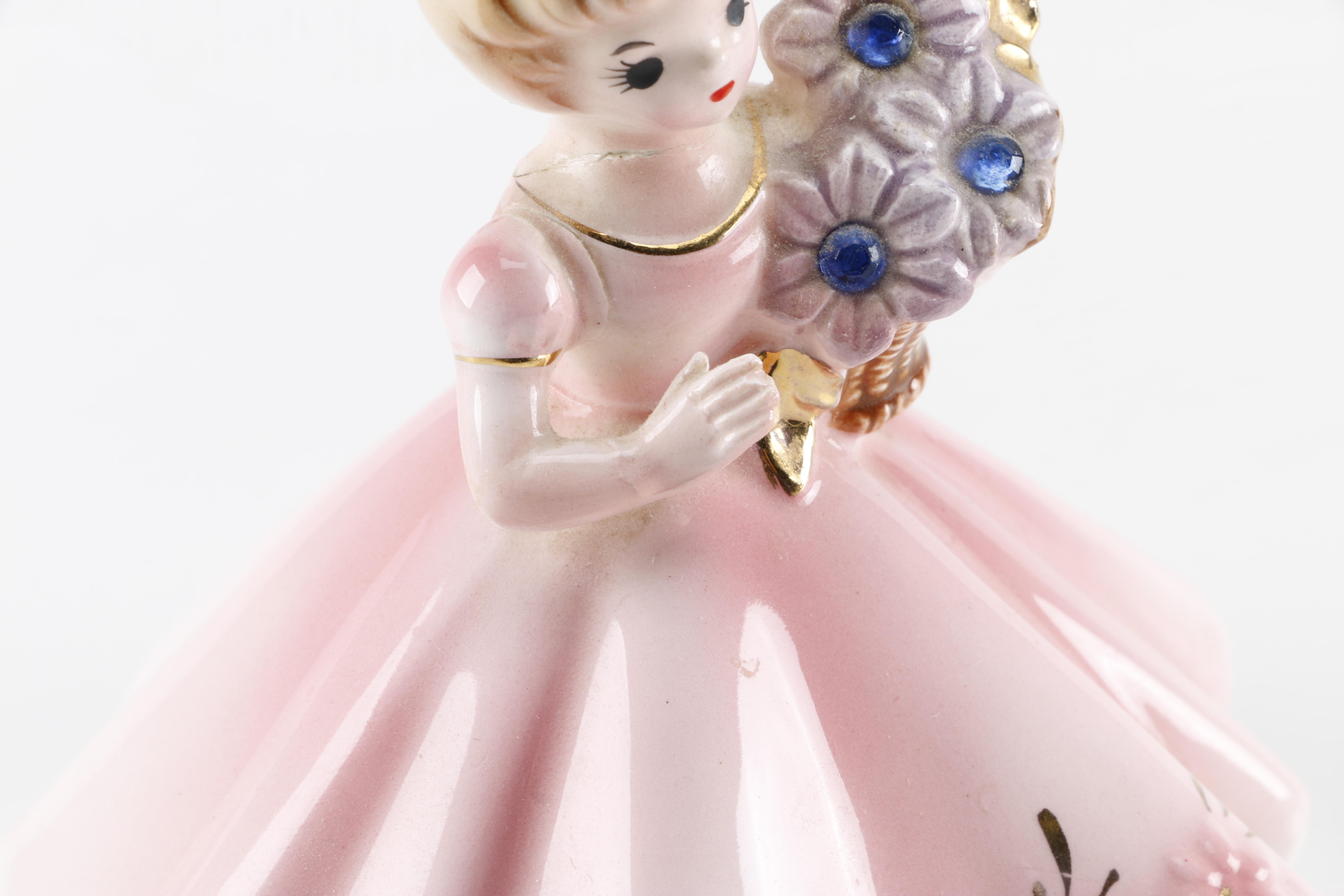 Circa 1960s Josef Originals Porcelain Birthstone Figurines