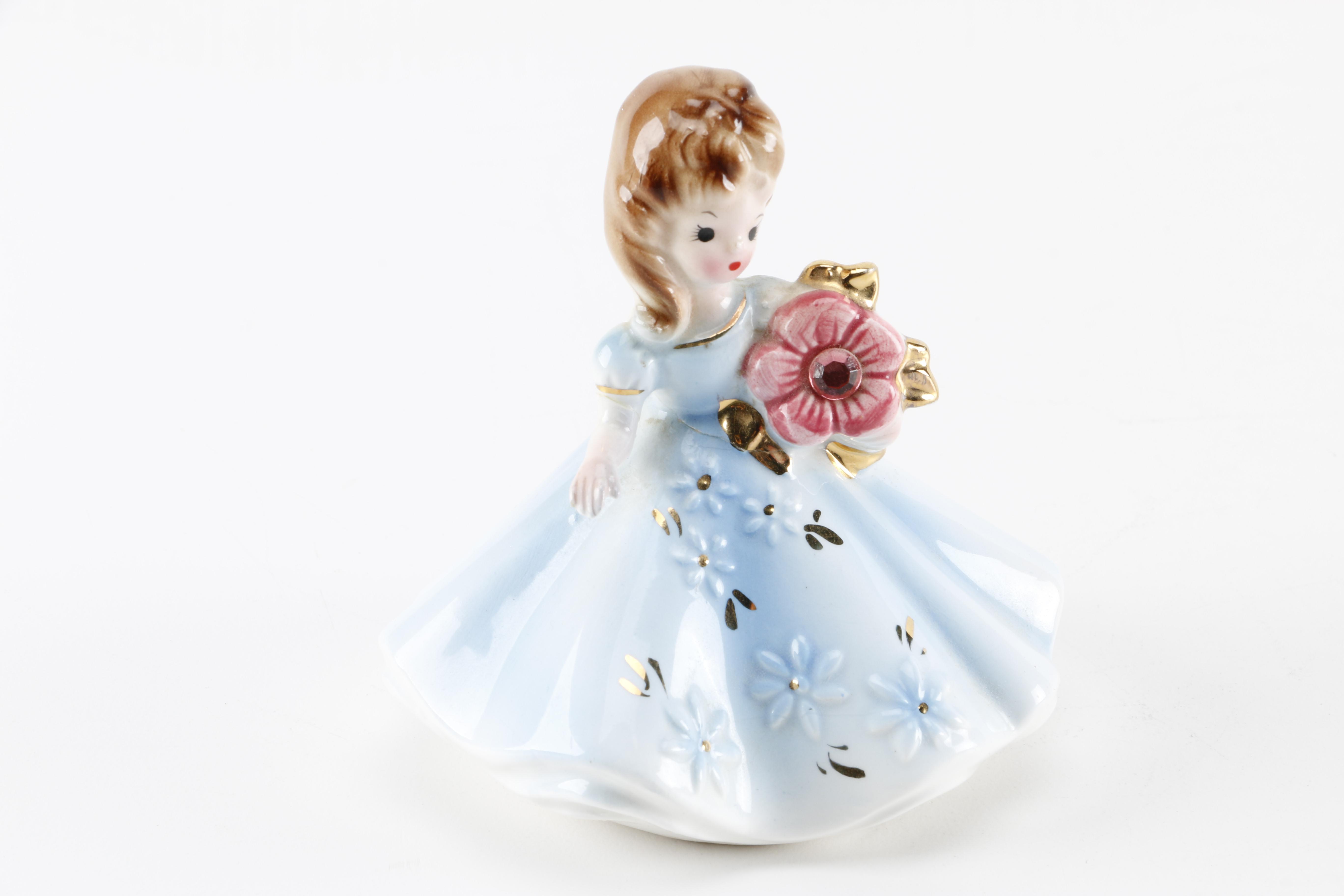 Circa 1960s Josef Originals Porcelain Birthstone Figurines