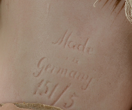 Hertel & Schwab German Bisque Head Baby Doll in Vintage Christening Gown