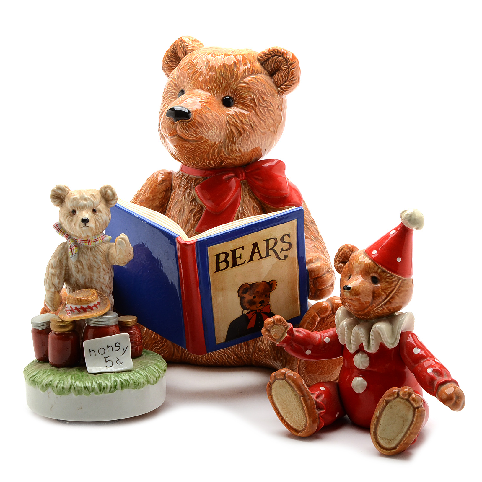 Group of Teddy Bear Ceramic Music Boxes