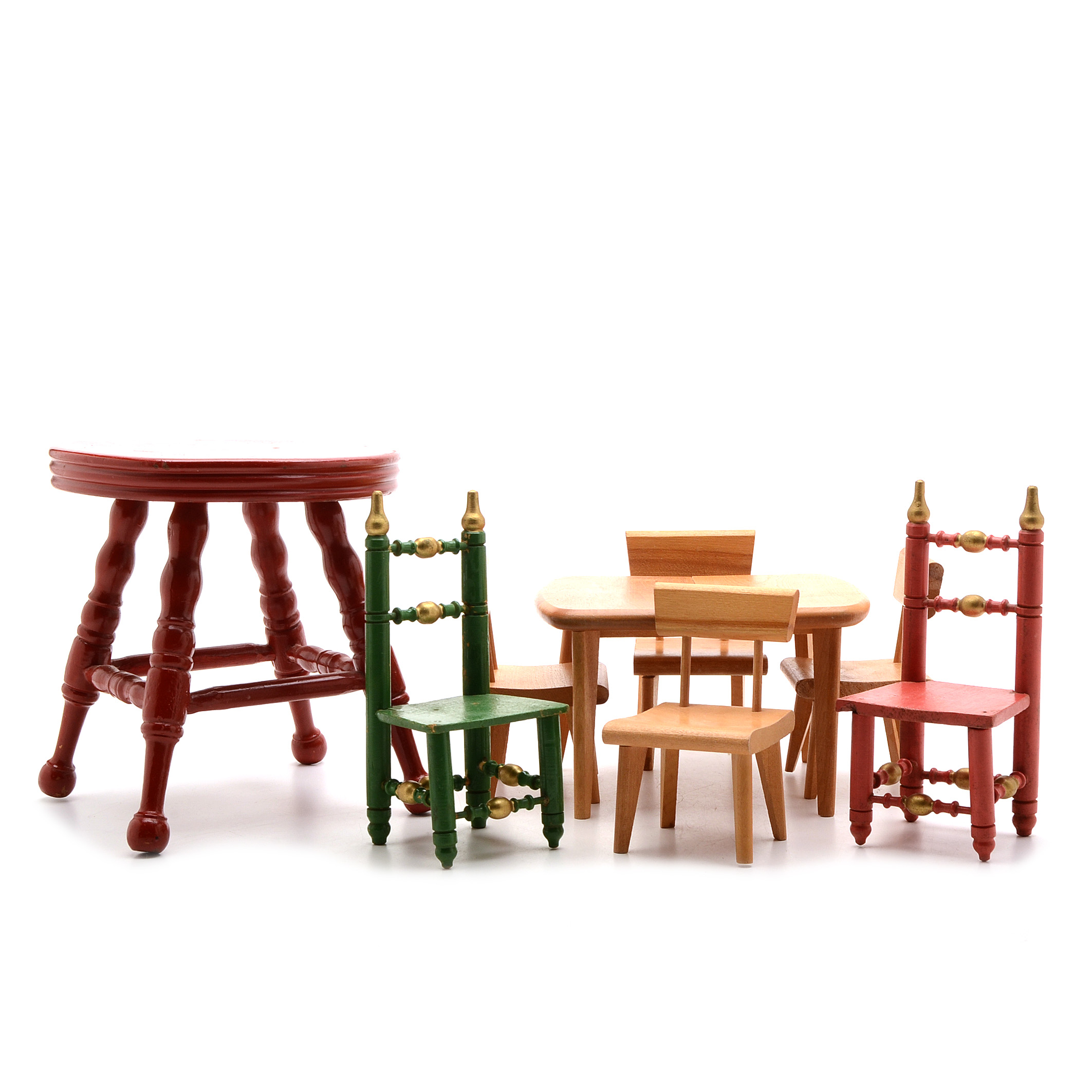 Strombecker Table and Chairs Set with other Doll Furniture