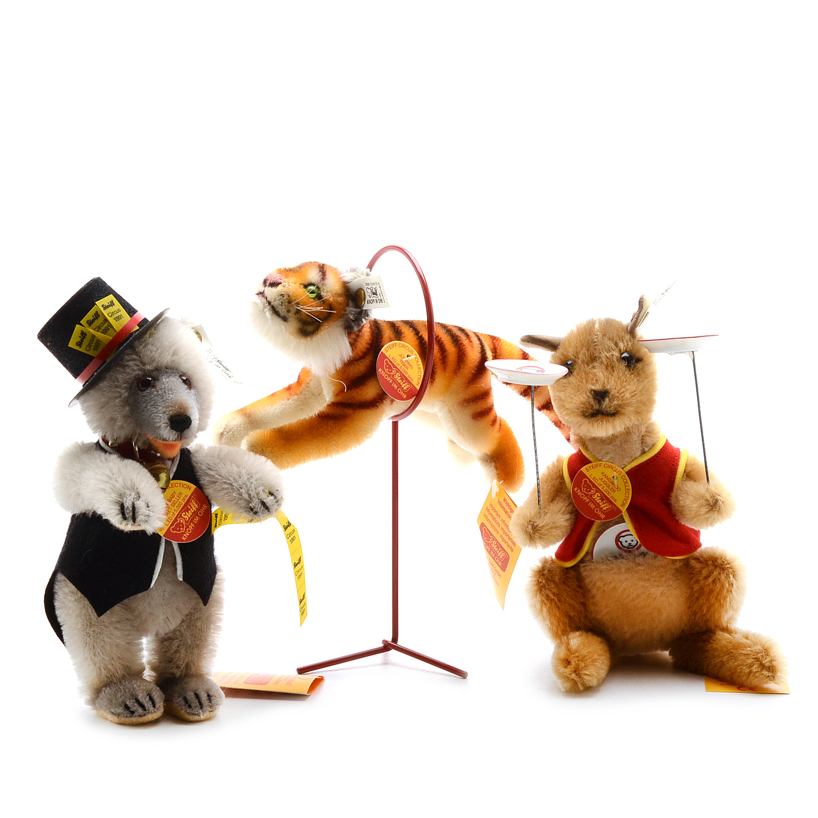 Steiff Circus Animals Lot of Three including Kangaroo Juggler