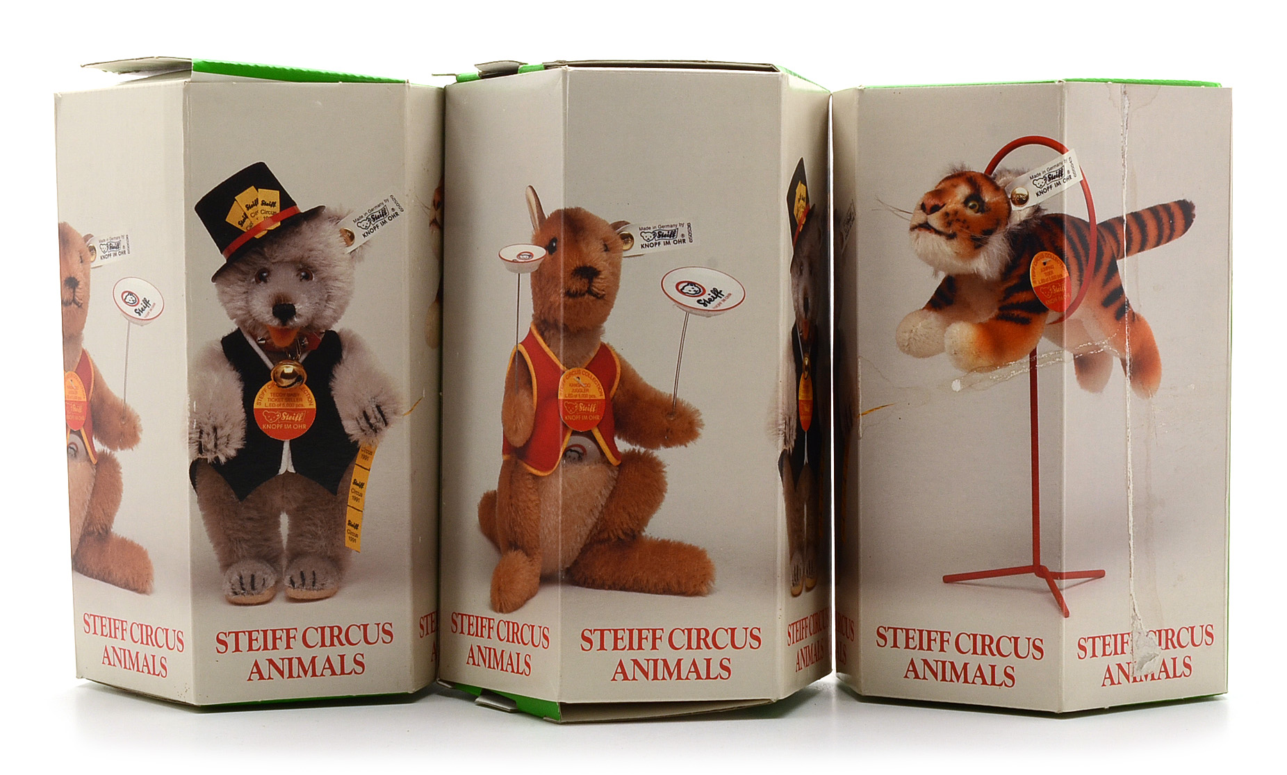 Steiff Circus Animals Lot of Three including Kangaroo Juggler
