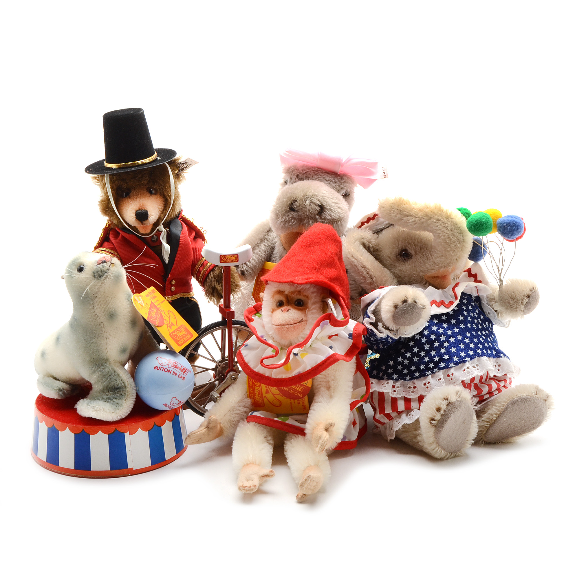 Steiff Circus Performers Lot of Five Golden Age of the Circus Anmals