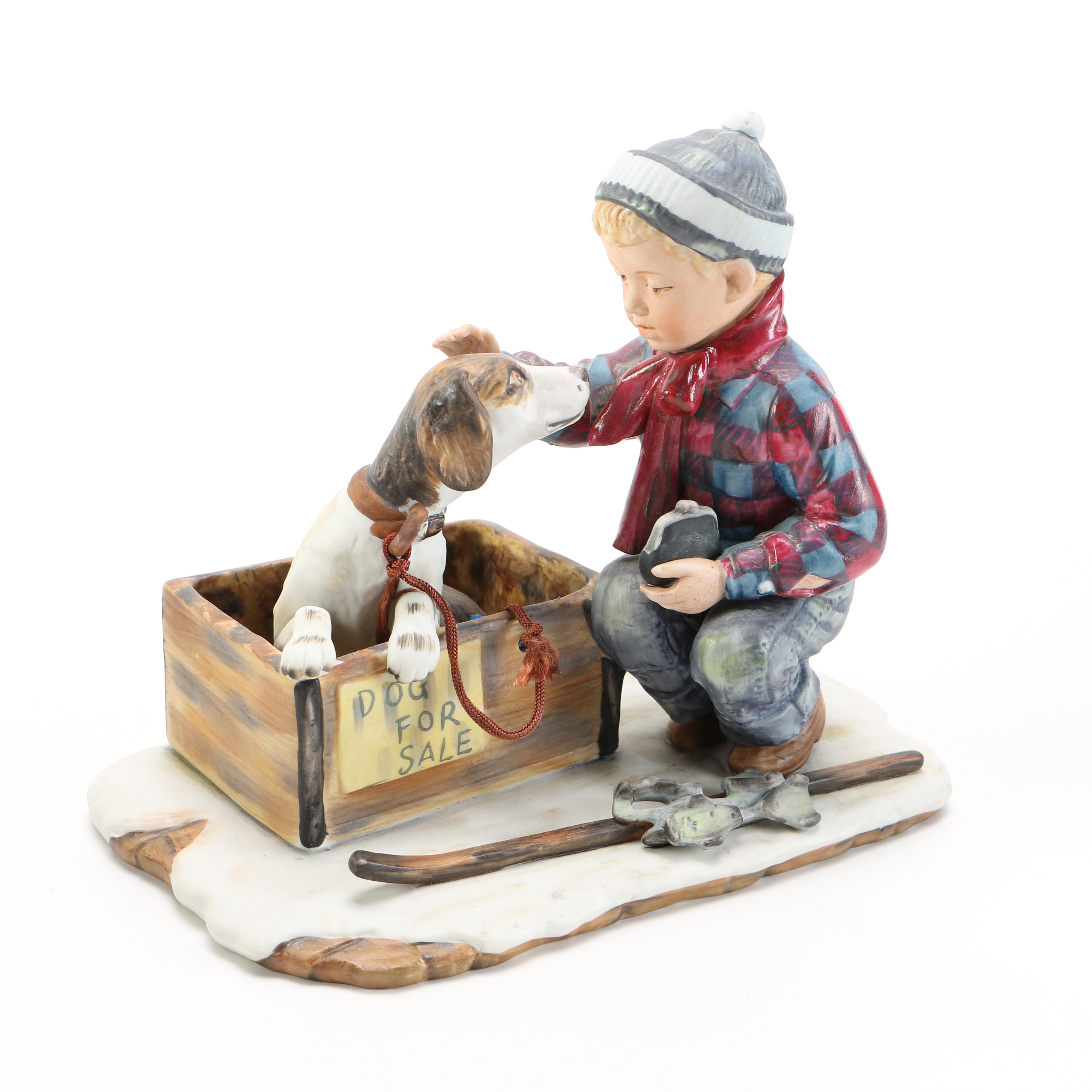 Gorham Norman Rockwell "Winter - A Boy Meets His Dog" China Figurine