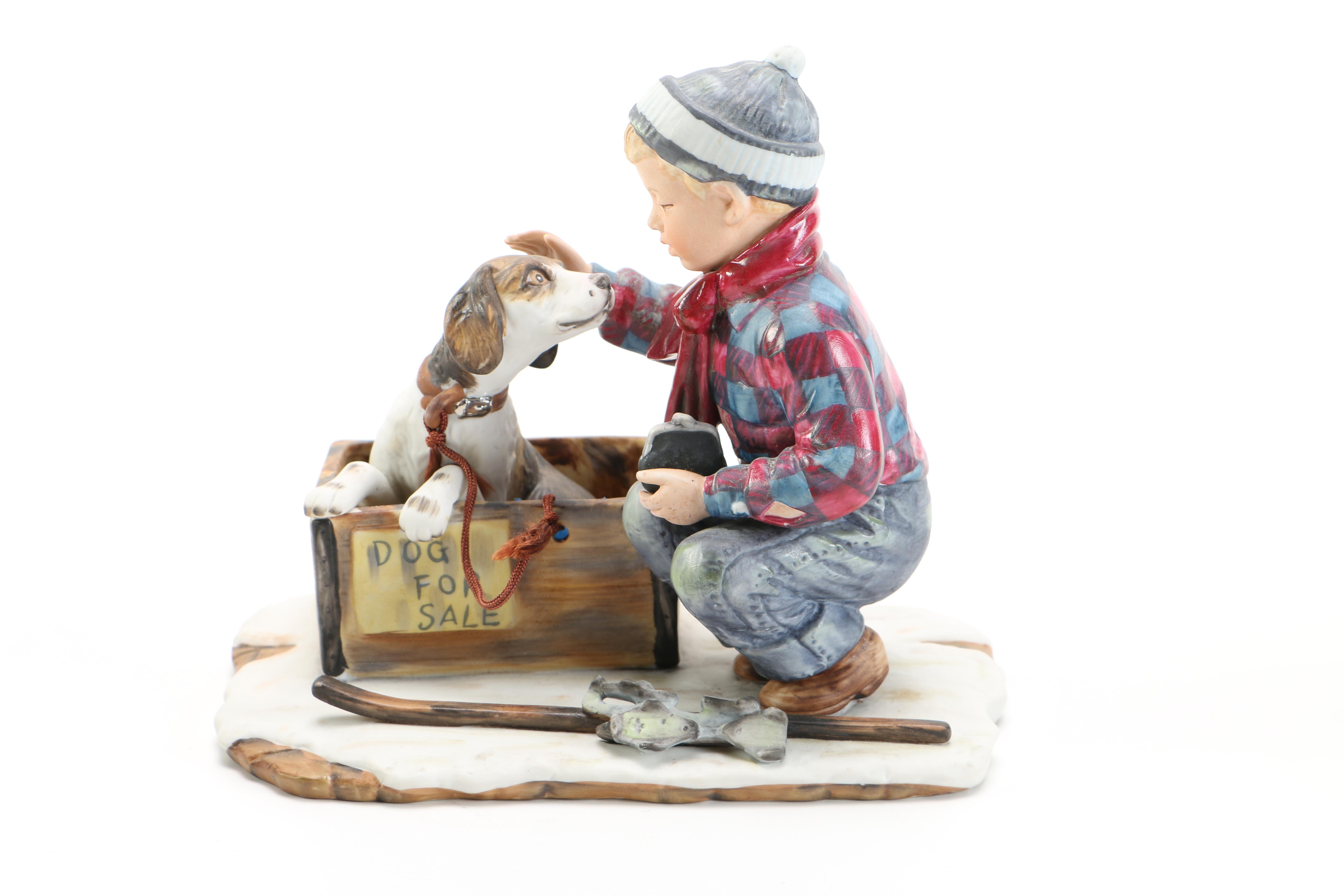 Gorham Norman Rockwell "Winter - A Boy Meets His Dog" China Figurine