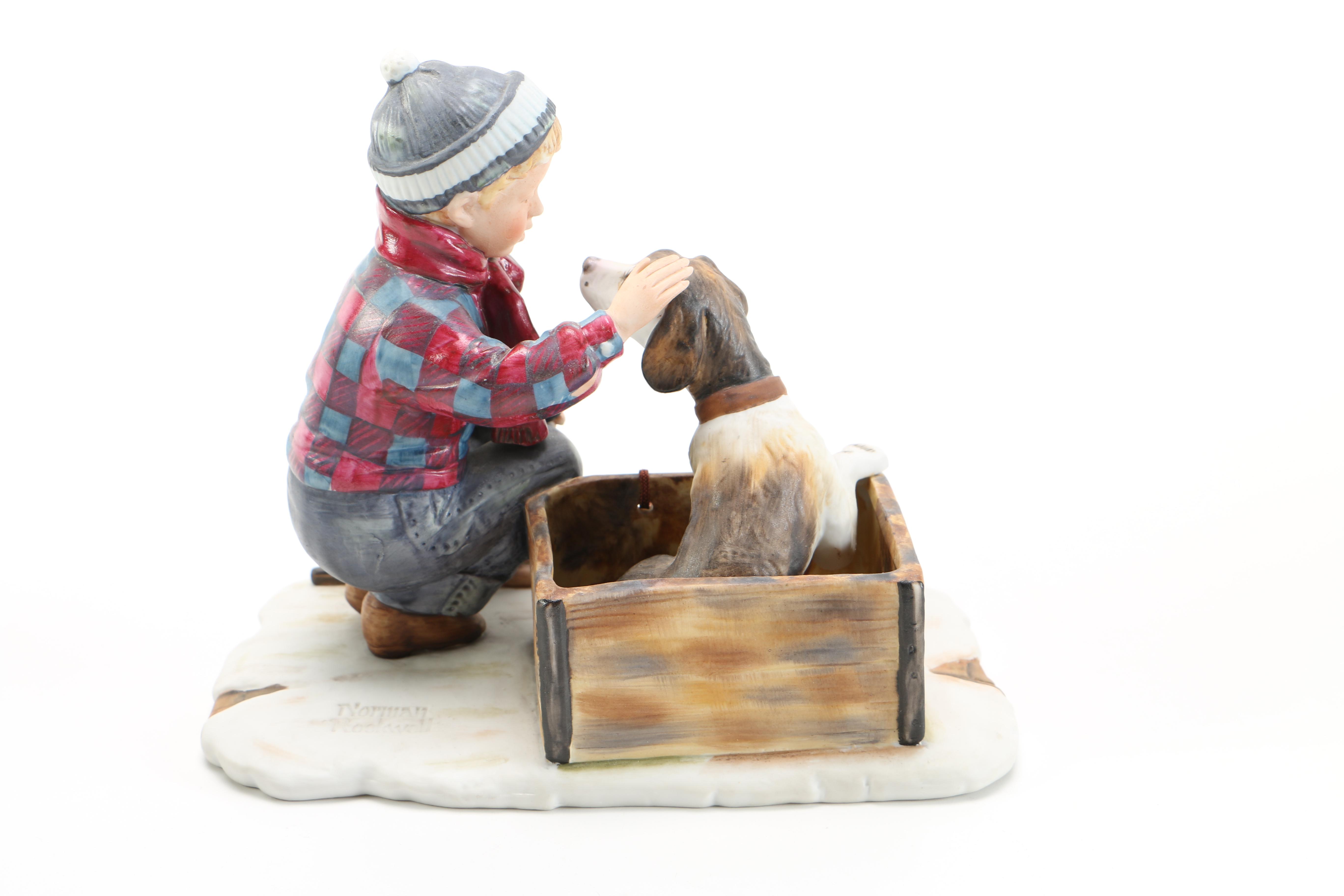 Gorham Norman Rockwell "Winter - A Boy Meets His Dog" China Figurine