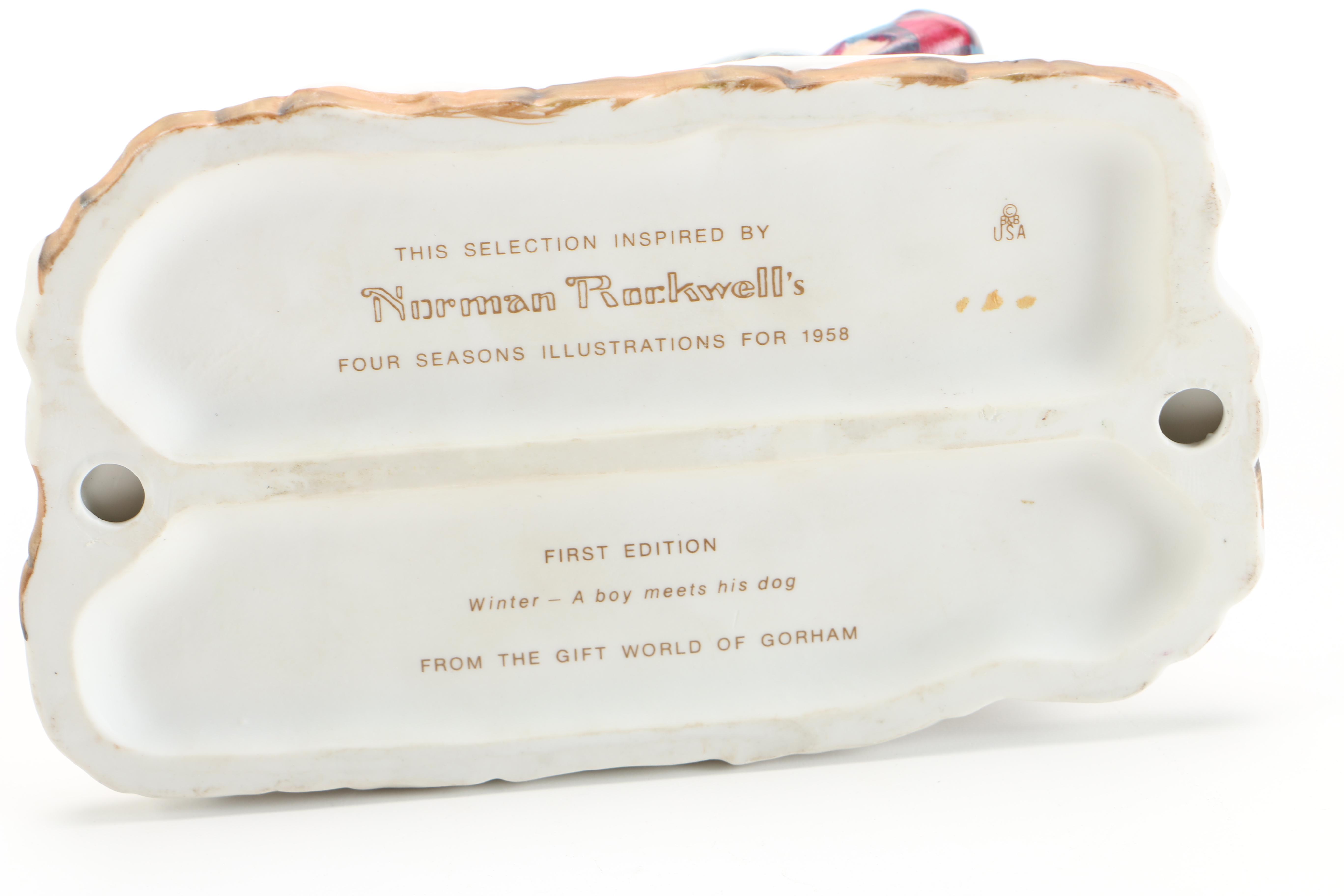 Gorham Norman Rockwell "Winter - A Boy Meets His Dog" China Figurine