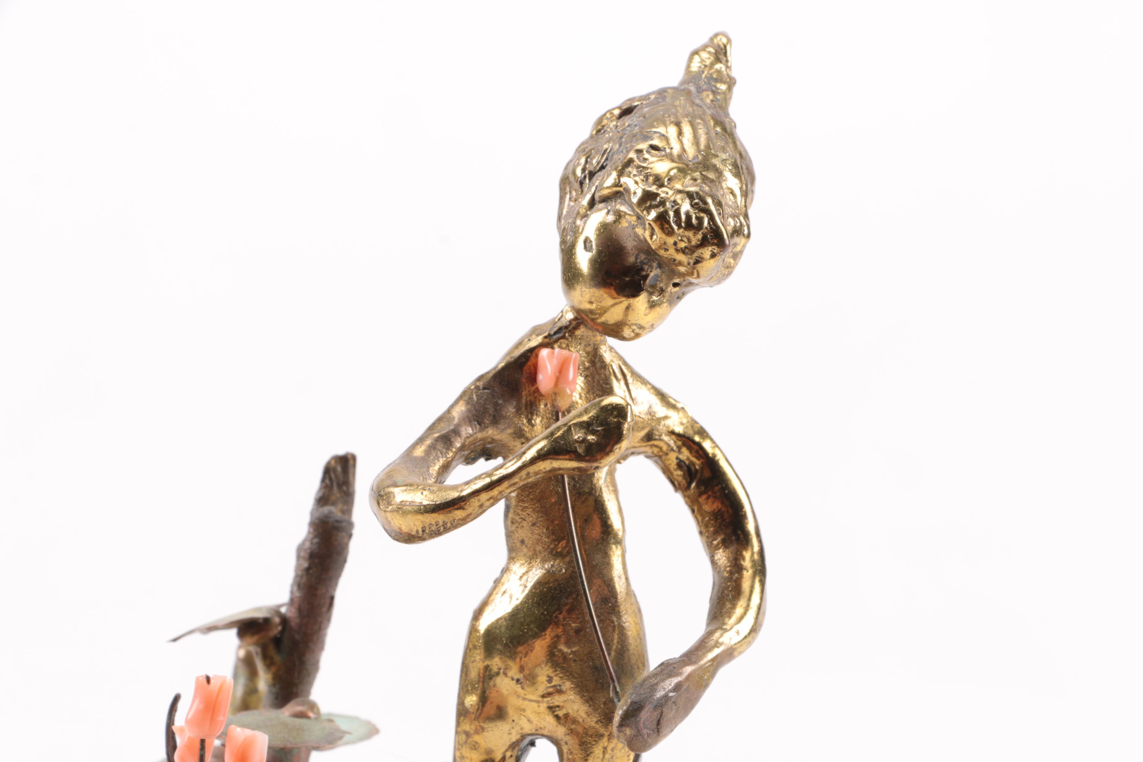 Martin Borja Brass Tone Metal and Amethyst Sculpture