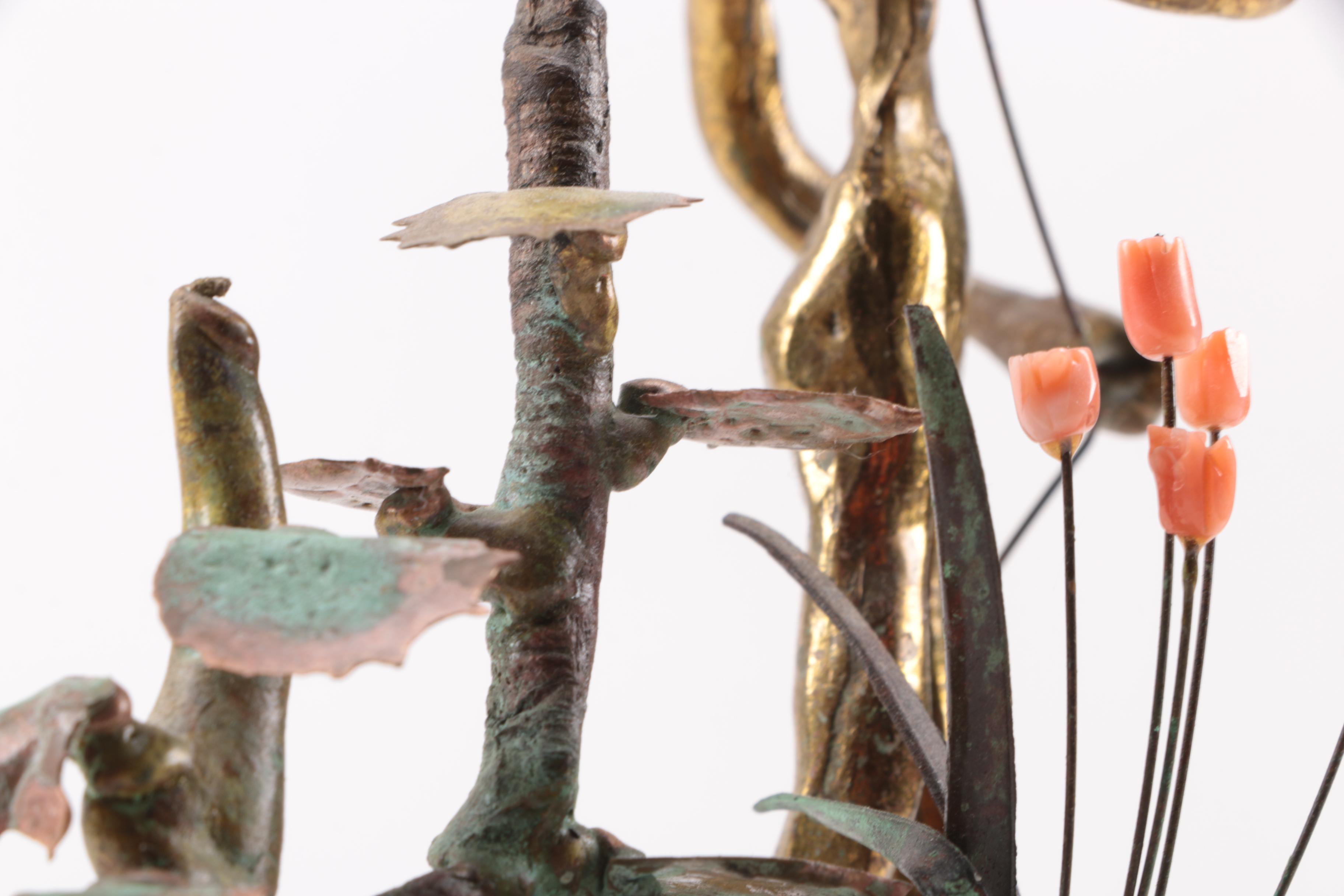 Martin Borja Brass Tone Metal and Amethyst Sculpture