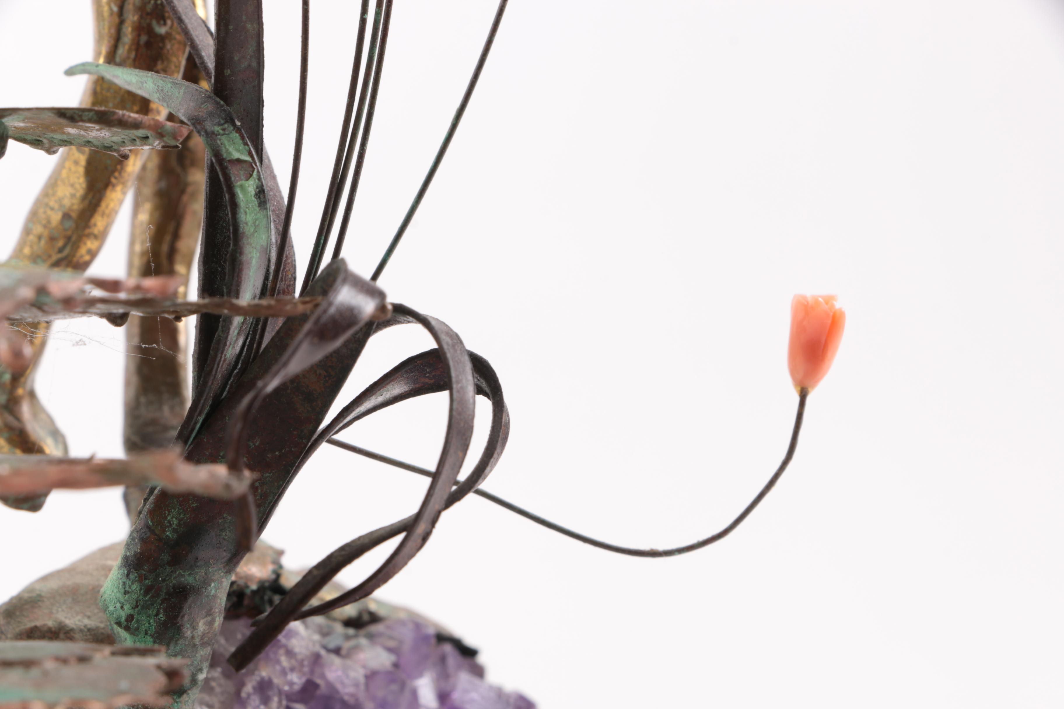 Martin Borja Brass Tone Metal and Amethyst Sculpture