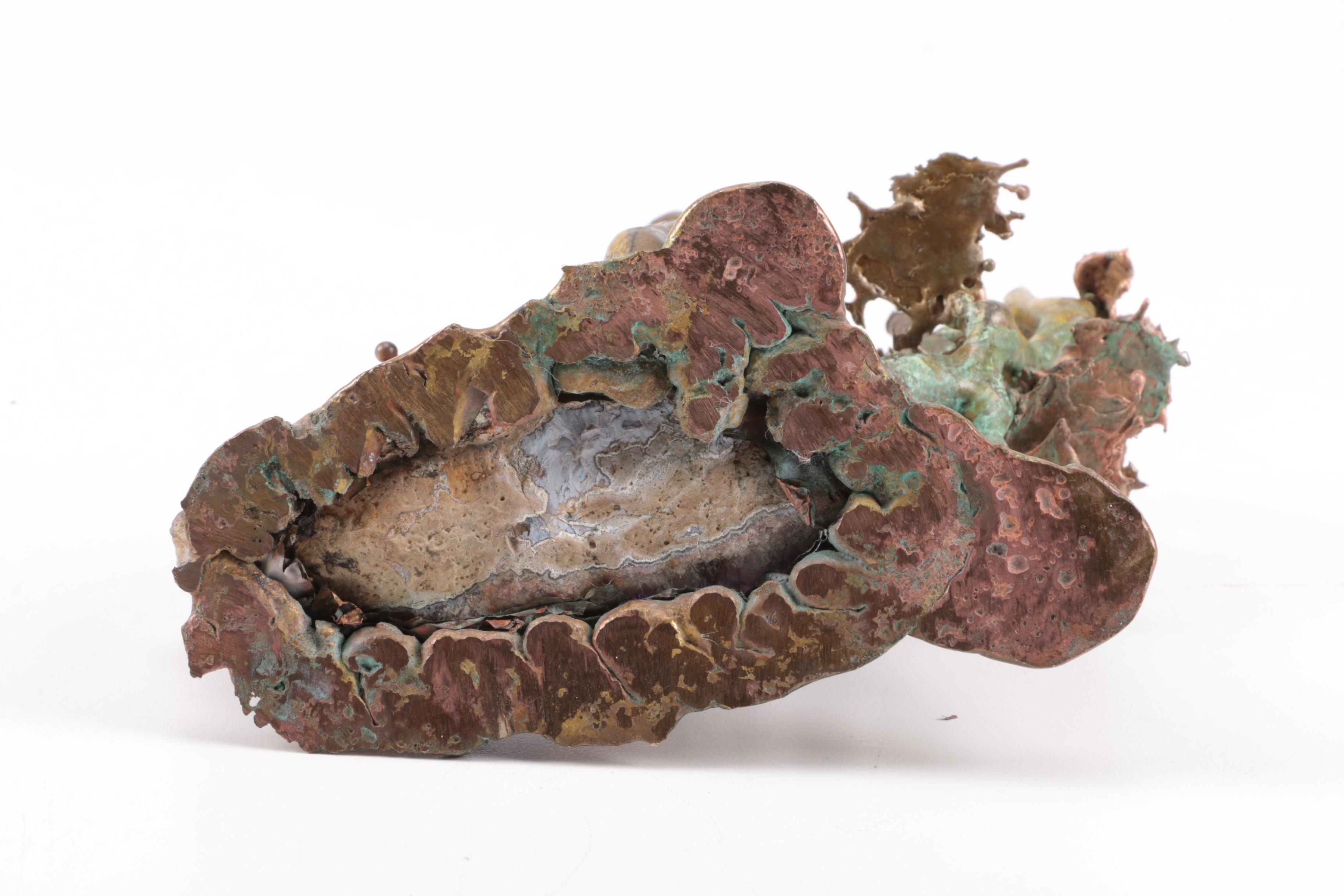 Martin Borja Brass Tone Metal and Amethyst Sculpture