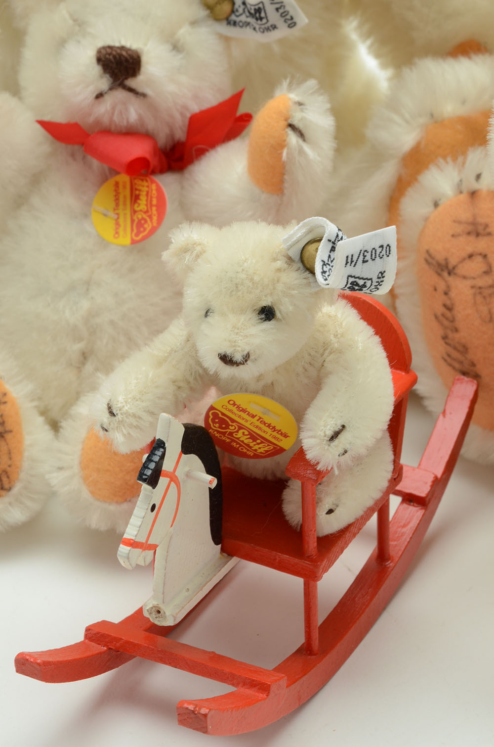 Steiff 1982 Original White Mohair Teddy Bear Set of Five