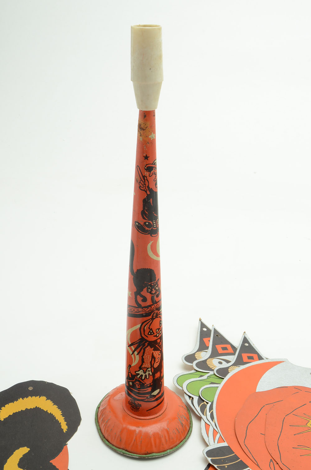 Vintage Tin Halloween Noise Makers and Die-Cut Decorations