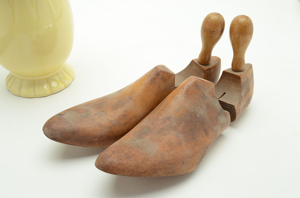 Vintage Umbrella with Pottery Vase and Shoe Stretchers