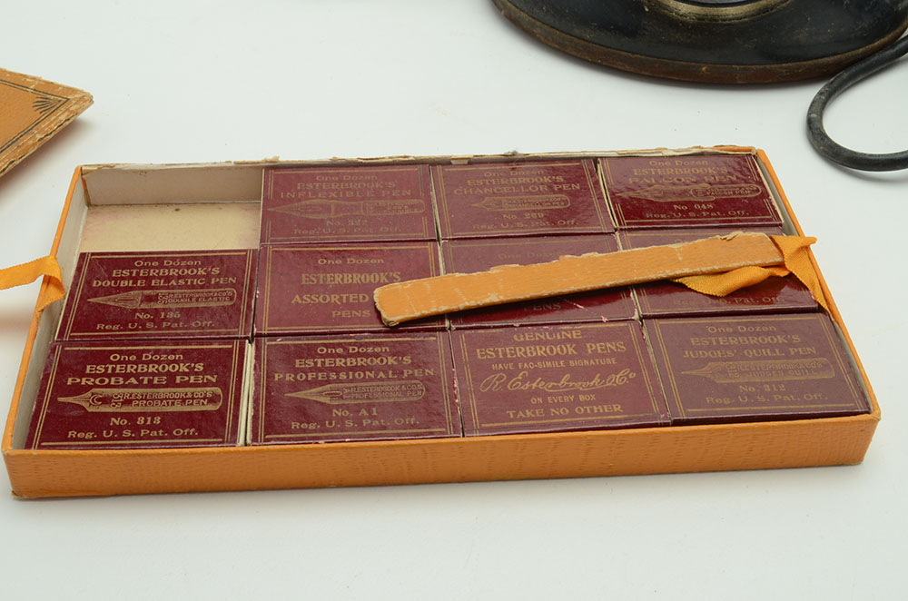 Esterbrook's Pen Nibs with Vintage Phone and Clock