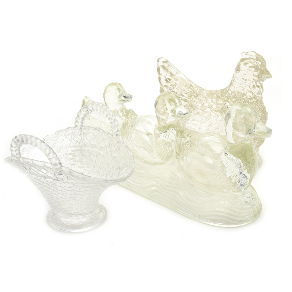 Three Antique Glass Candy Containers