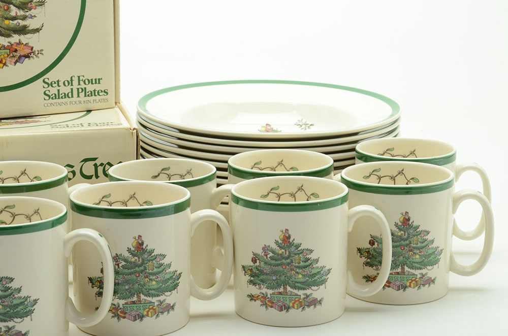 Spode "Christmas Tree" China Mugs, Bowls and Plates
