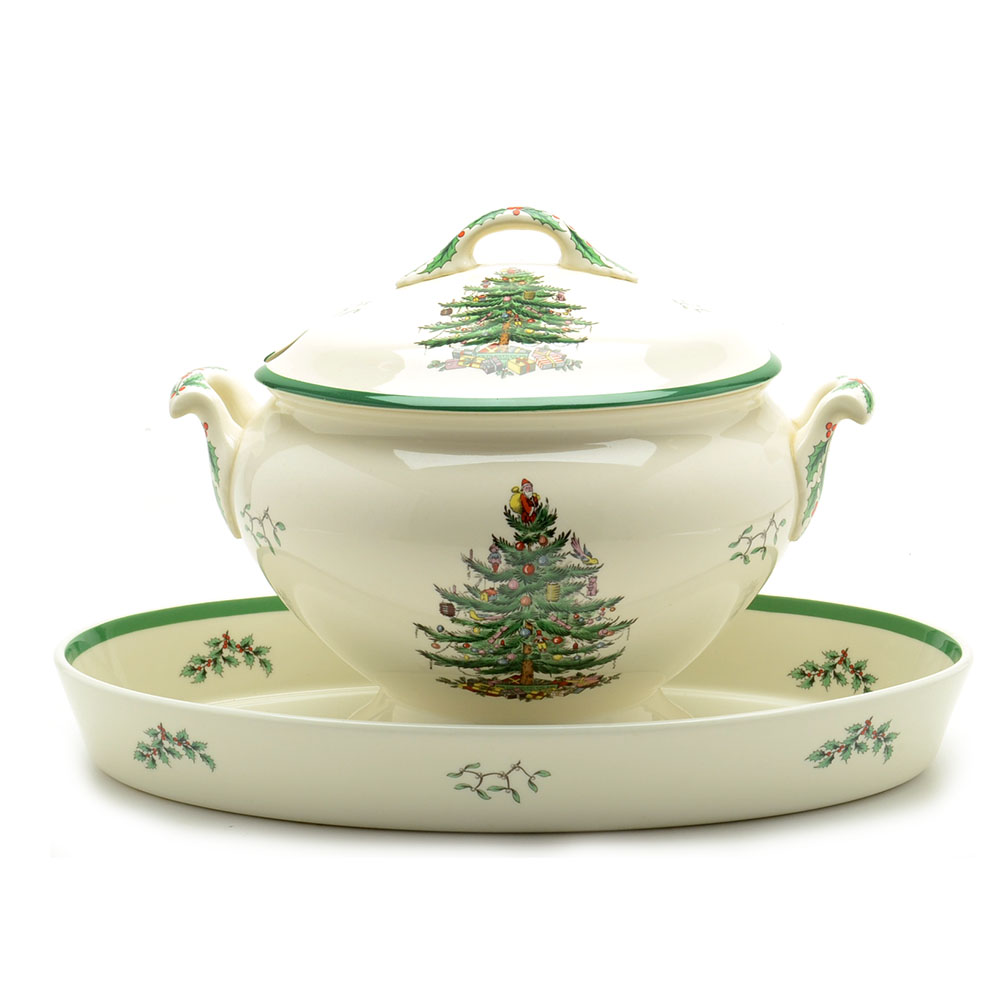Spode "Christmas Tree" Large China Tureen and Serving Platter