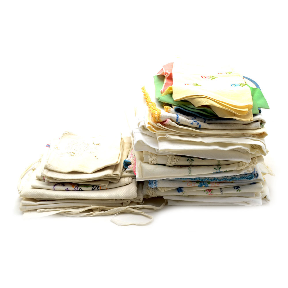 Vintage Embroidered and Hand-Crocheted Linens