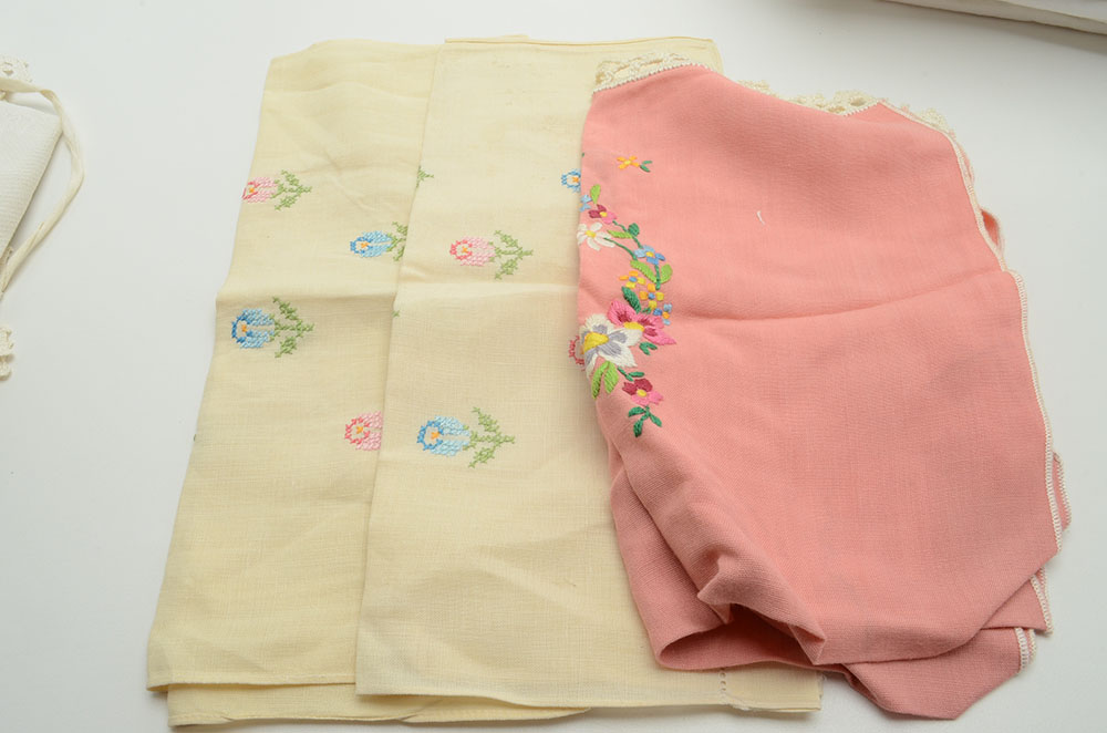 Vintage Embroidered and Hand-Crocheted Linens