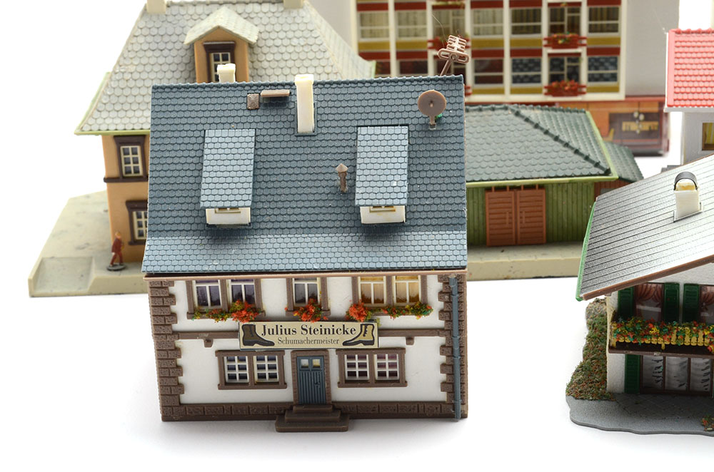 Collection of Miniature Railroad N Scale Layout Buildings including Warehouse