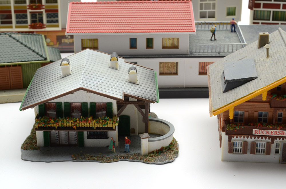 Collection of Miniature Railroad N Scale Layout Buildings including Warehouse