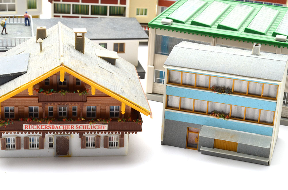 Collection of Miniature Railroad N Scale Layout Buildings including Warehouse
