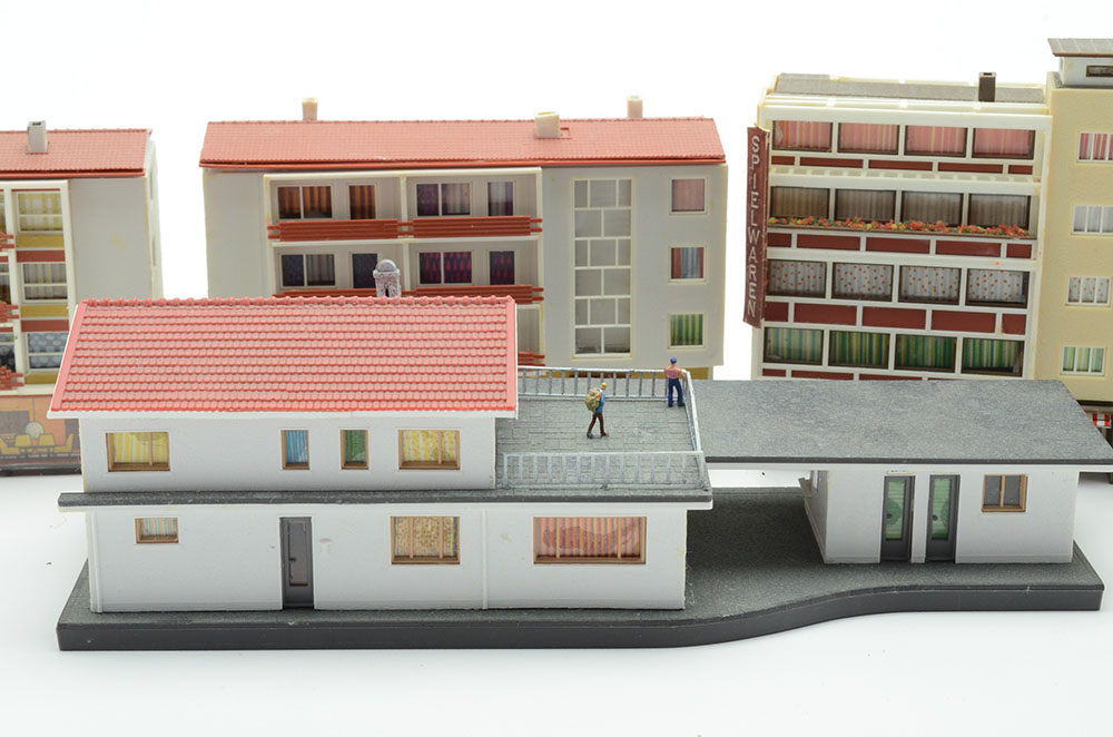 Collection of Miniature Railroad N Scale Layout Buildings including Warehouse